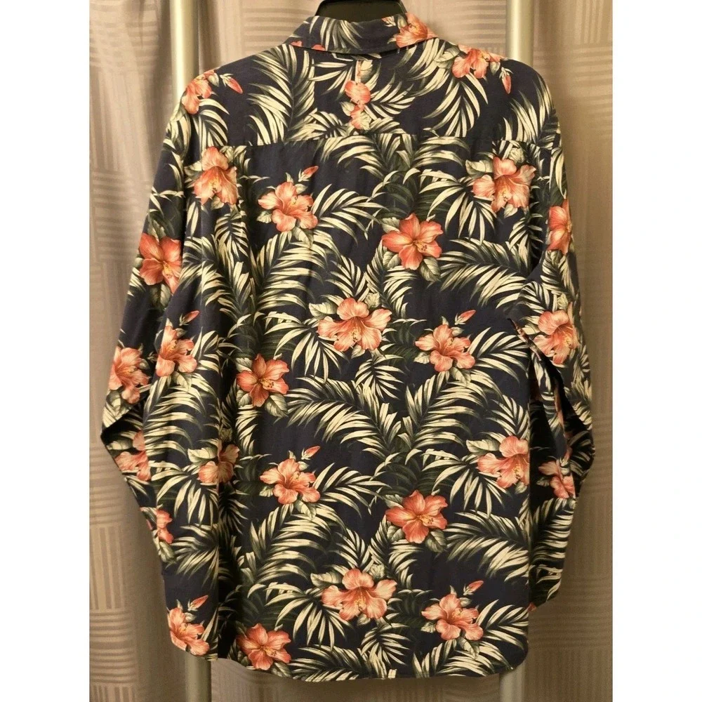 Trumaker Built-to-Fit Cotton/Rayon Tailored Shirt Mens XL‎ Green Floral Hawaiian